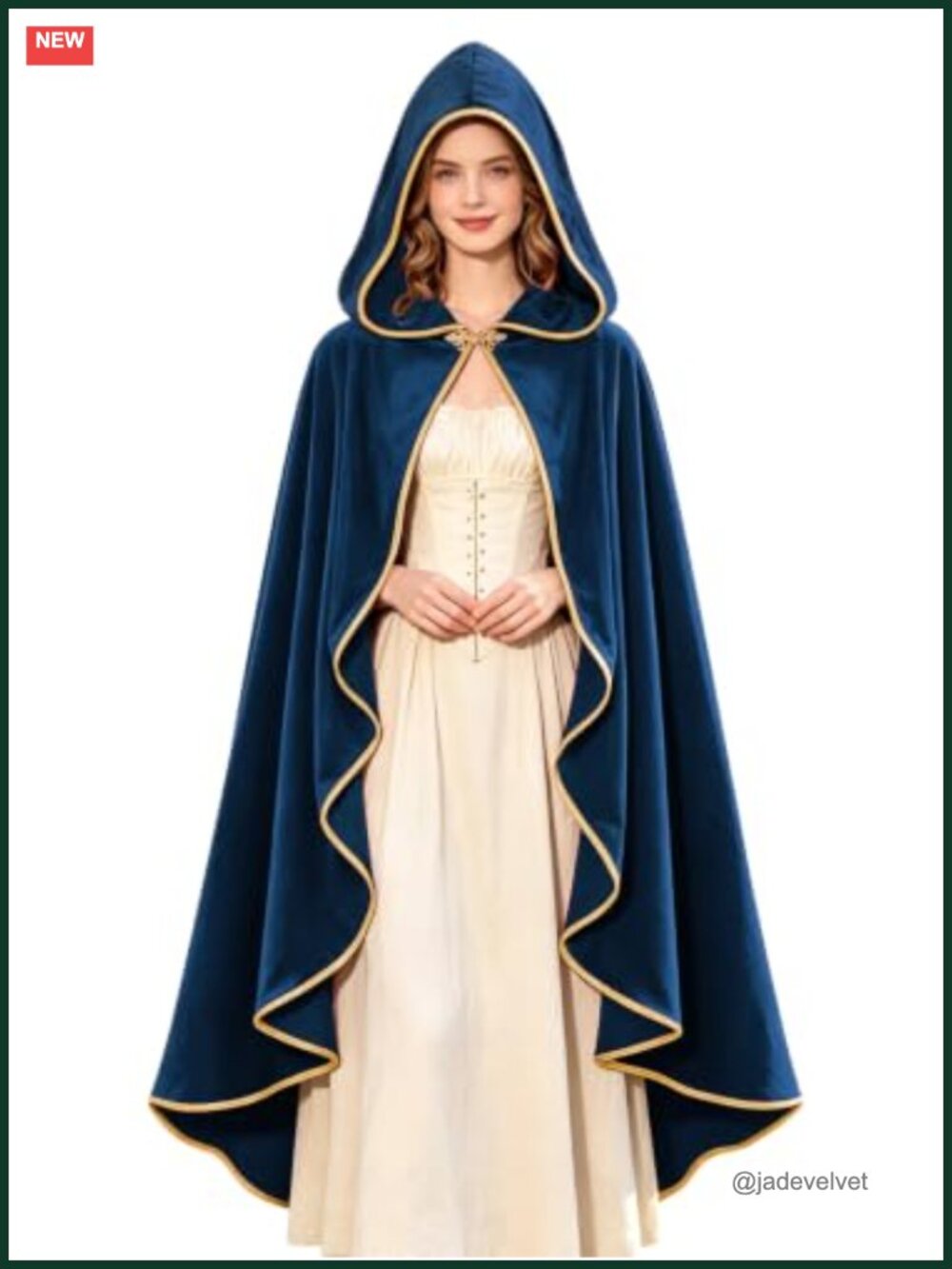 Medieval Hooded Cloak Renaissance Velvet Cape Halloween Costume